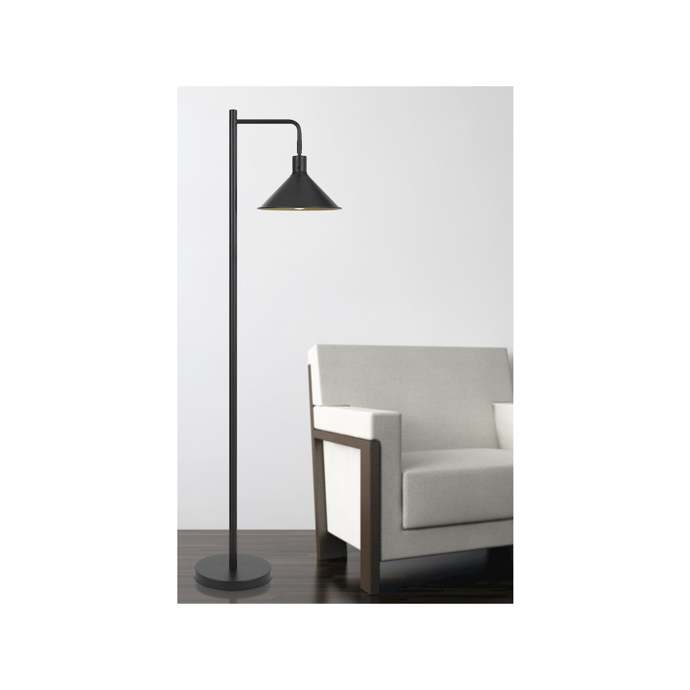 60 Watt Campana Metal Downbridge Floor Lamp in Black. Picture 4