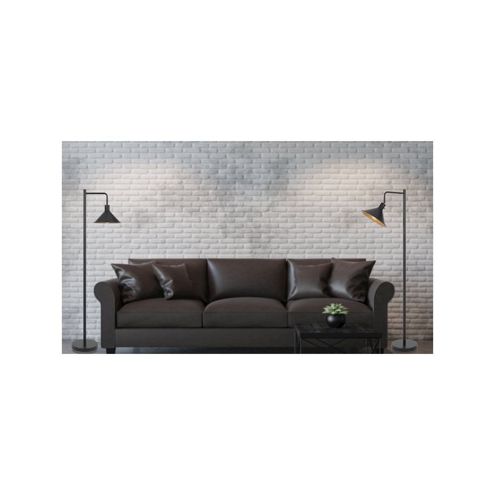 60 Watt Campana Metal Downbridge Floor Lamp in Black. Picture 5