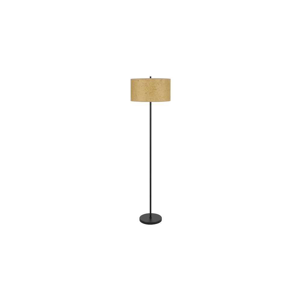 100 Watt Octavia Black Metal Pole Lamp with Kraft Shade. Picture 1