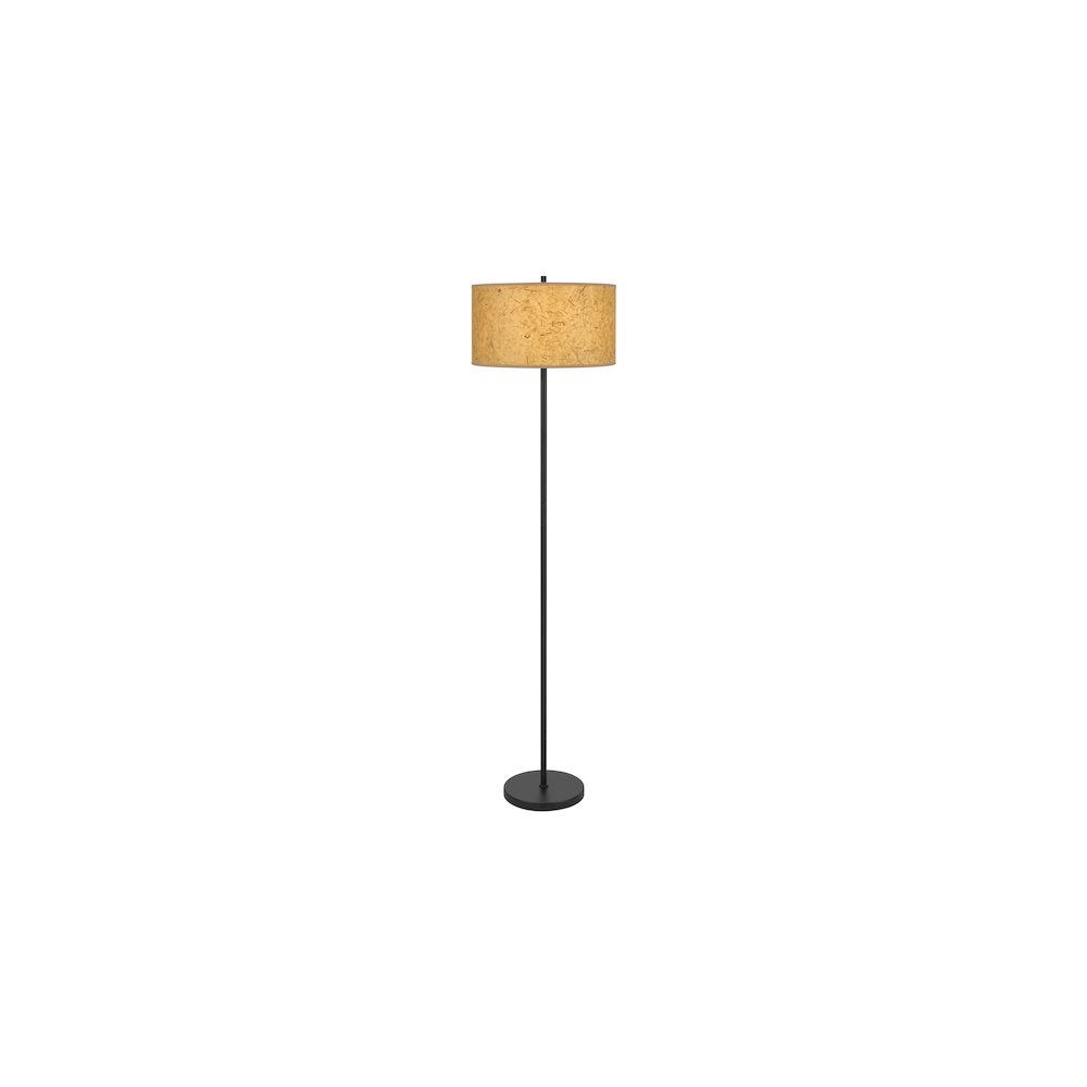 100 Watt Octavia Black Metal Pole Lamp with Kraft Shade. Picture 2