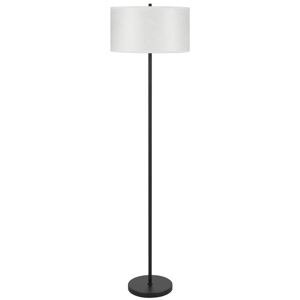 100 Watt Octavia Black Metal Pole Lamp with White Drum String Pattern Shade. Picture 1