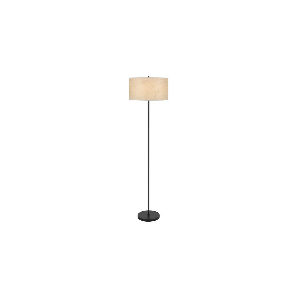 100 Watt Octavia Black Metal Pole Lamp with White Drum String Pattern Shade. Picture 1