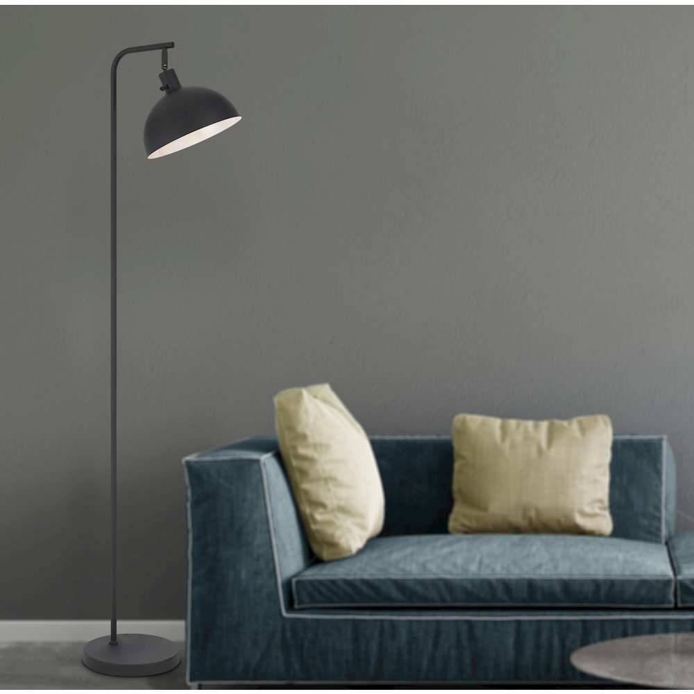 60 Watt Koepel Black Metal Hanging Floor Lamp with Dome Shade. Picture 5