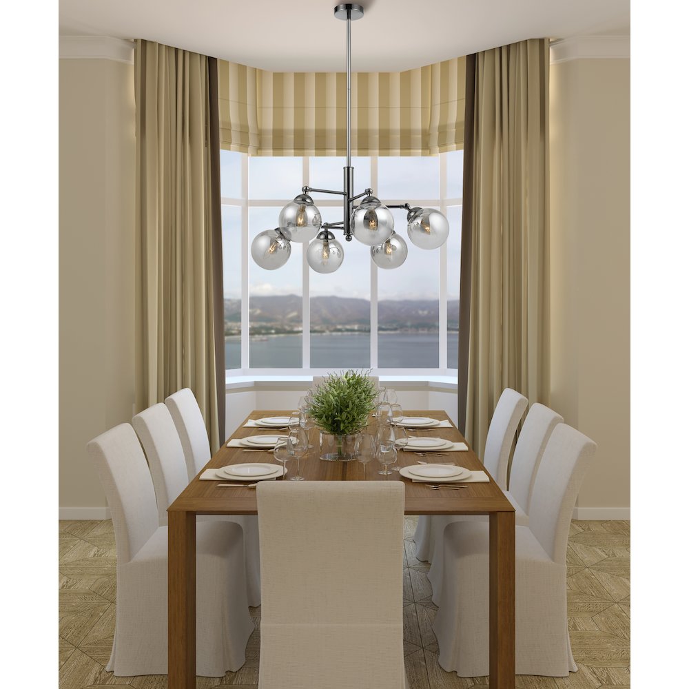 40W X 6 Prato Metal/Glass 6 Lights Chandelier. Picture 2