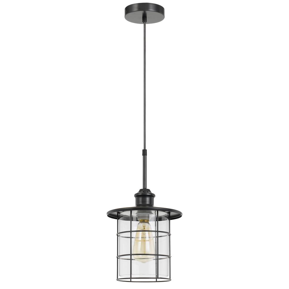 60W Silverton metal/glass pendant fixture (Edison bulbs included). Picture 1