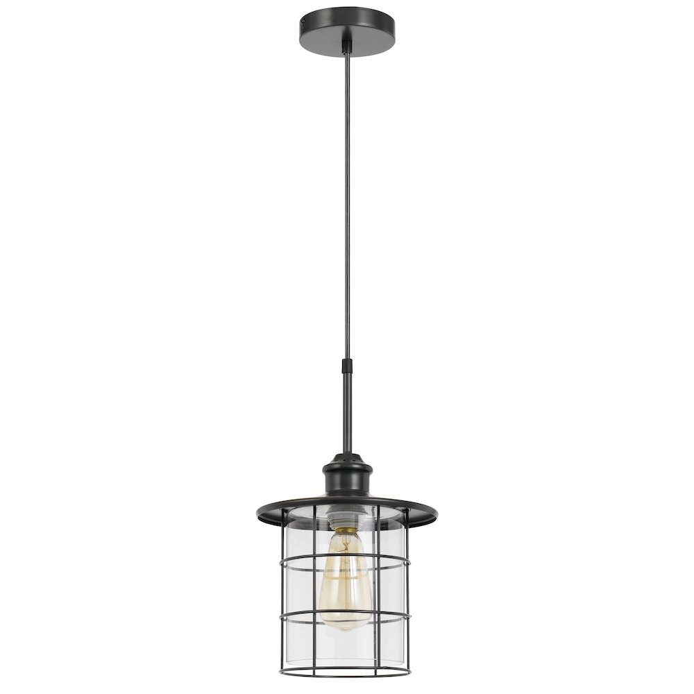 60W Silverton metal/glass pendant fixture (Edison bulbs included). Picture 1