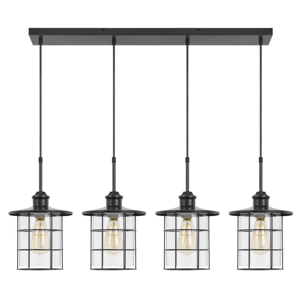 60W x 4 Silverton metal/glass pendant fixture (Edison bulbs included). Picture 1