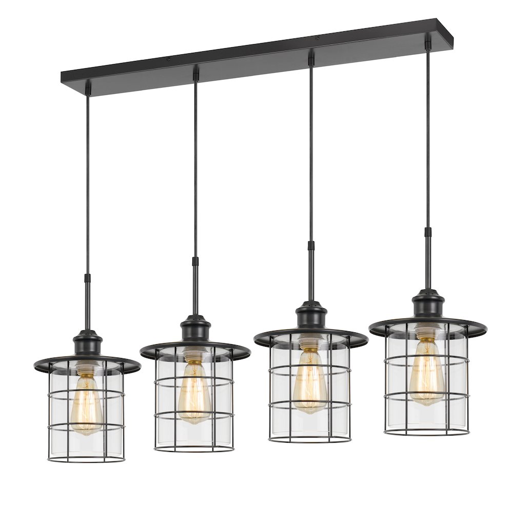60W x 4 Silverton metal/glass pendant fixture (Edison bulbs included). Picture 3