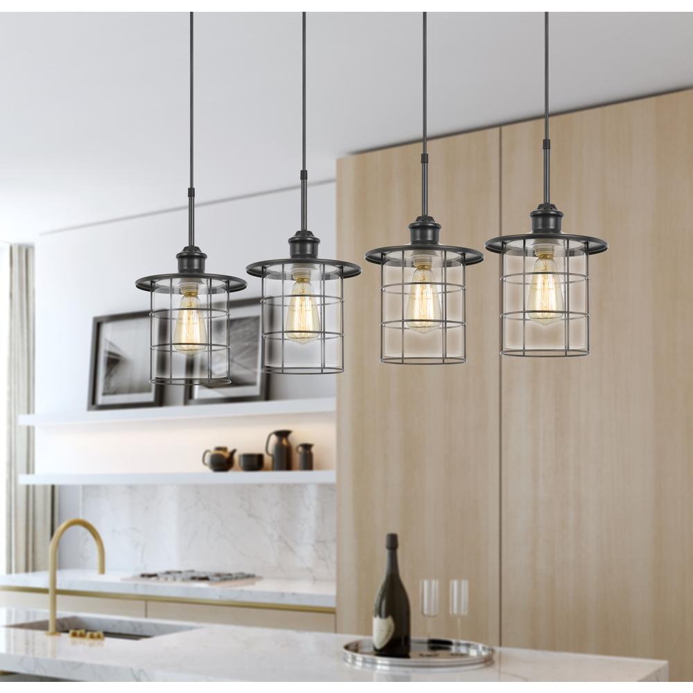 60W x 4 Silverton metal/glass pendant fixture (Edison bulbs included). Picture 2