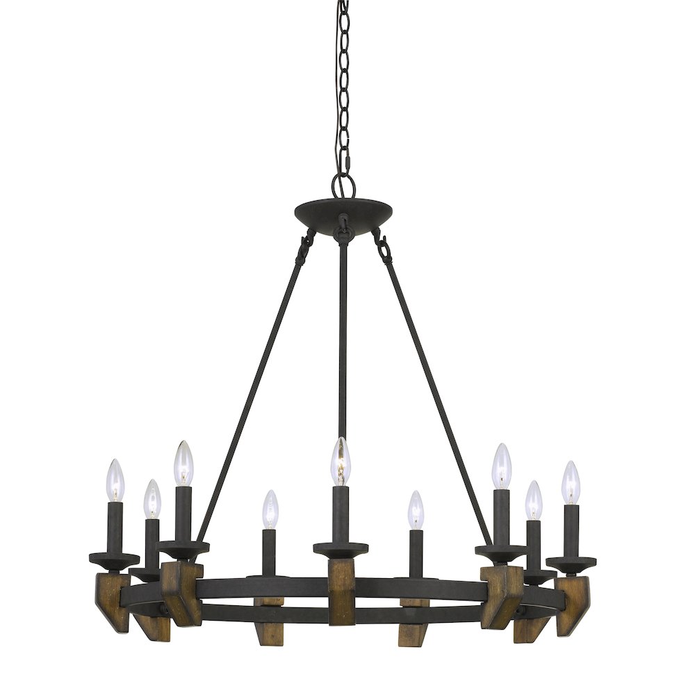 60W X 9 Cruz Metal/Wood Chandelier. Picture 1