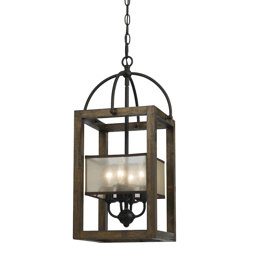 4 Lg Mission Wood/Metal Chandelier. Picture 1