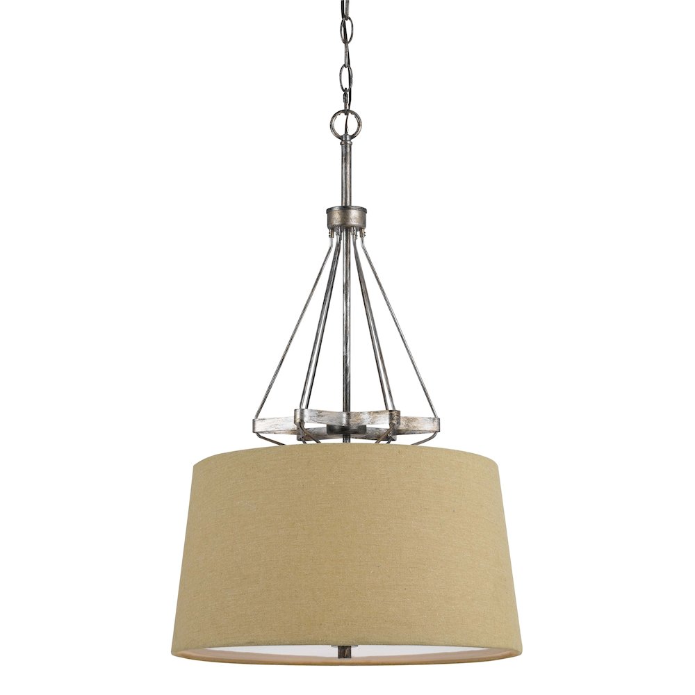 60W X 3 Cresco Pendant W/Burlap Sh (Edison Bulbs Not Included). Picture 1