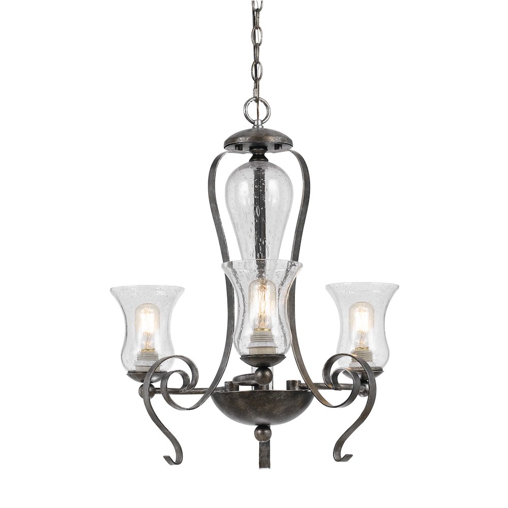 60W X 3 Metal 3 Light Chandelier (Edison Bulbs Not Included). Picture 1