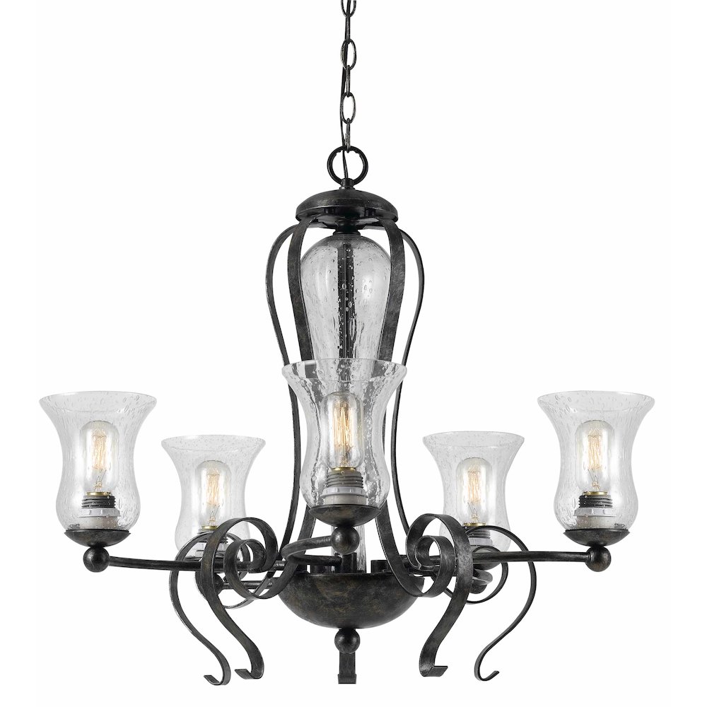 60W X 5 Metal 5 Light Chandelier (Edison Bulbs Not Included). Picture 1