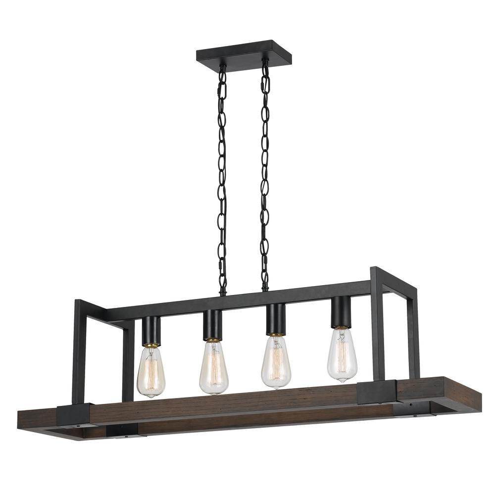 60W X 4 Antonio Wood Chandelier (Edison Bulbs Not Included). Picture 1