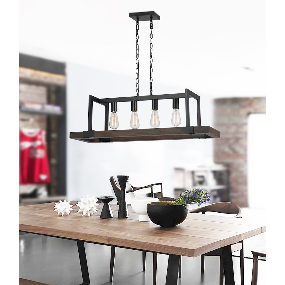 60W X 4 Antonio Wood Chandelier (Edison Bulbs Not Included). Picture 2