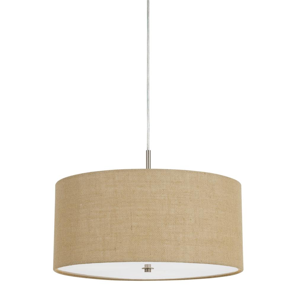 60W X 3 Addison Burlap Drum Pendant. Picture 1