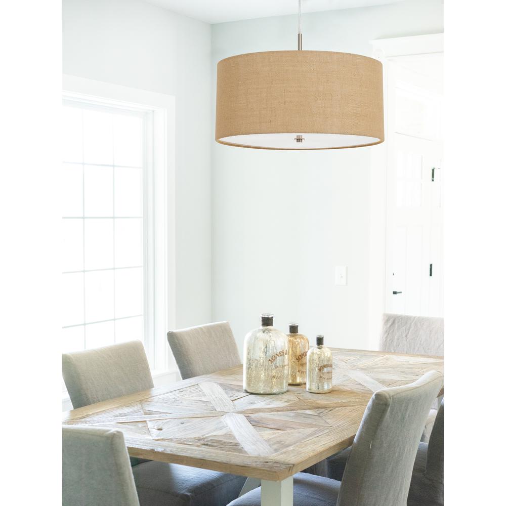 60W X 3 Addison Burlap Drum Pendant. Picture 2