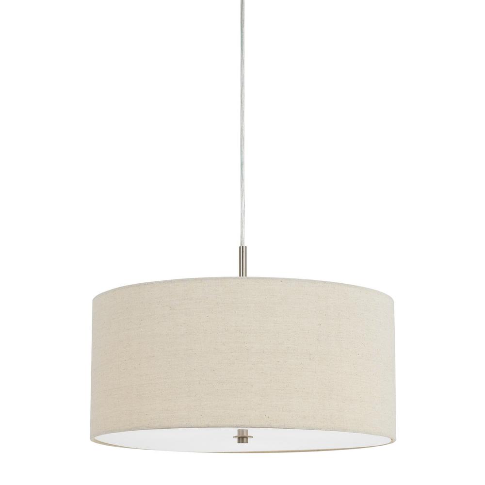 60W X 3 Addison Linen Drum Pendant. Picture 1