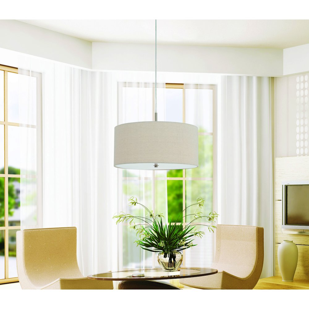 60W X 3 Addison Linen Drum Pendant. Picture 4