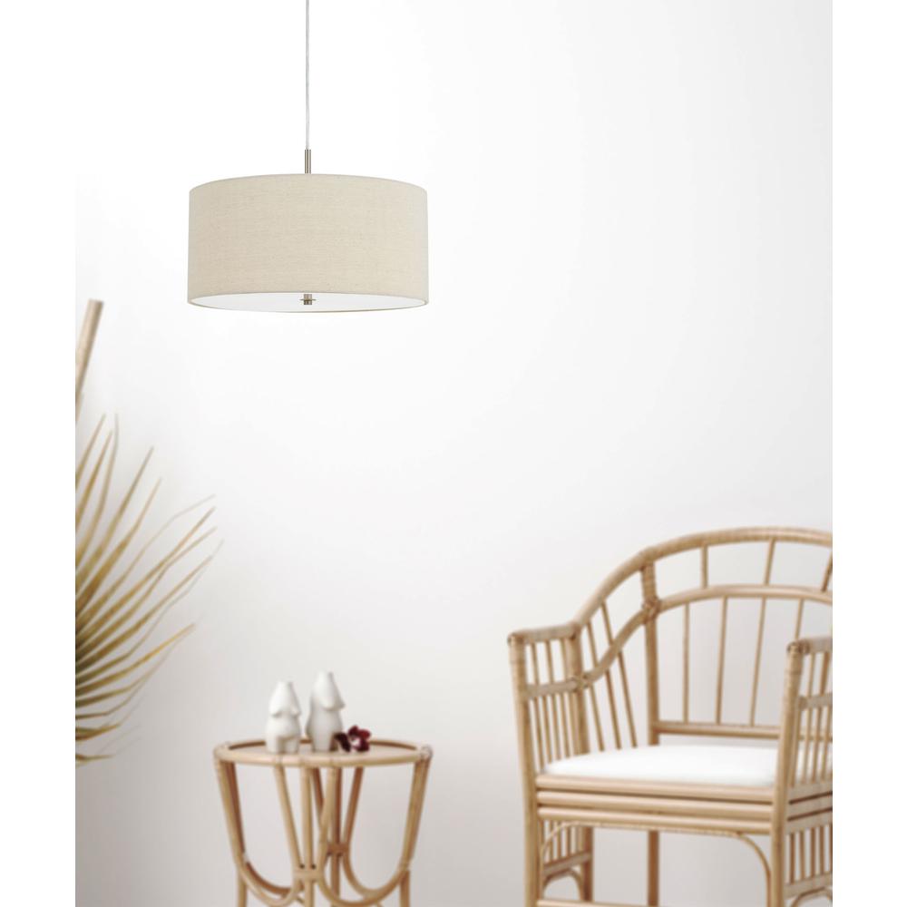 60W X 3 Addison Linen Drum Pendant. Picture 2