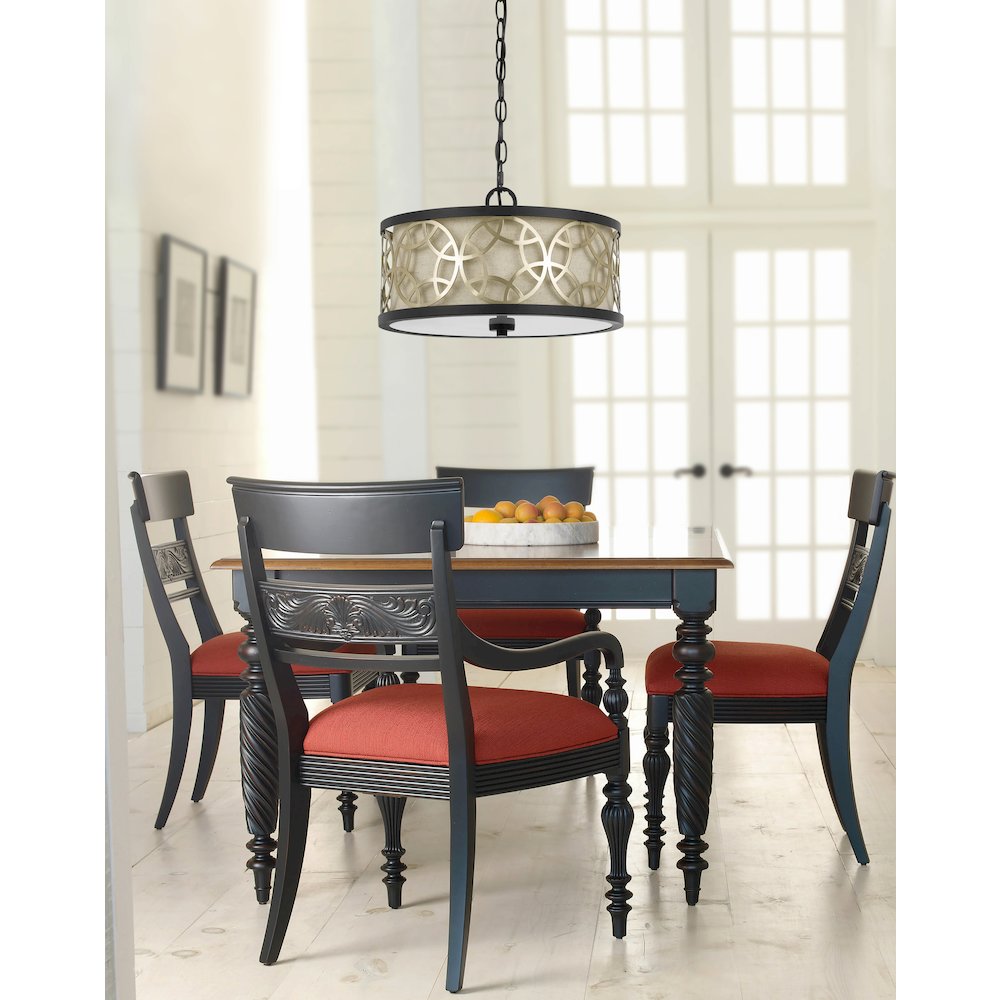 60W X 2 Carmel 2 Light Metal 2 In 1 Semi-Flush / Pendant Chandelier. Picture 3