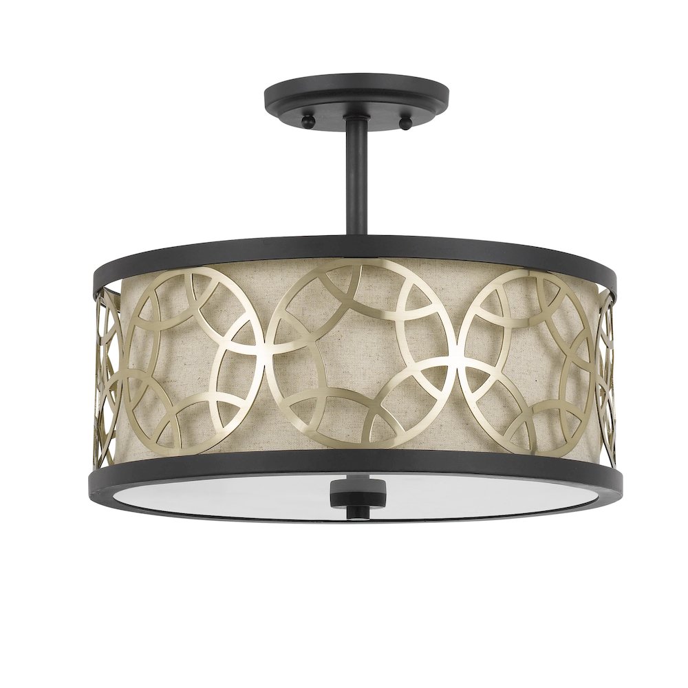 60W X 2 Carmel 2 Light Metal 2 In 1 Semi-Flush / Pendant Chandelier. Picture 2