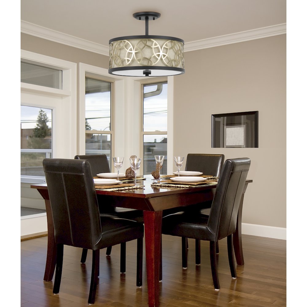 60W X 2 Carmel 2 Light Metal 2 In 1 Semi-Flush / Pendant Chandelier. Picture 4