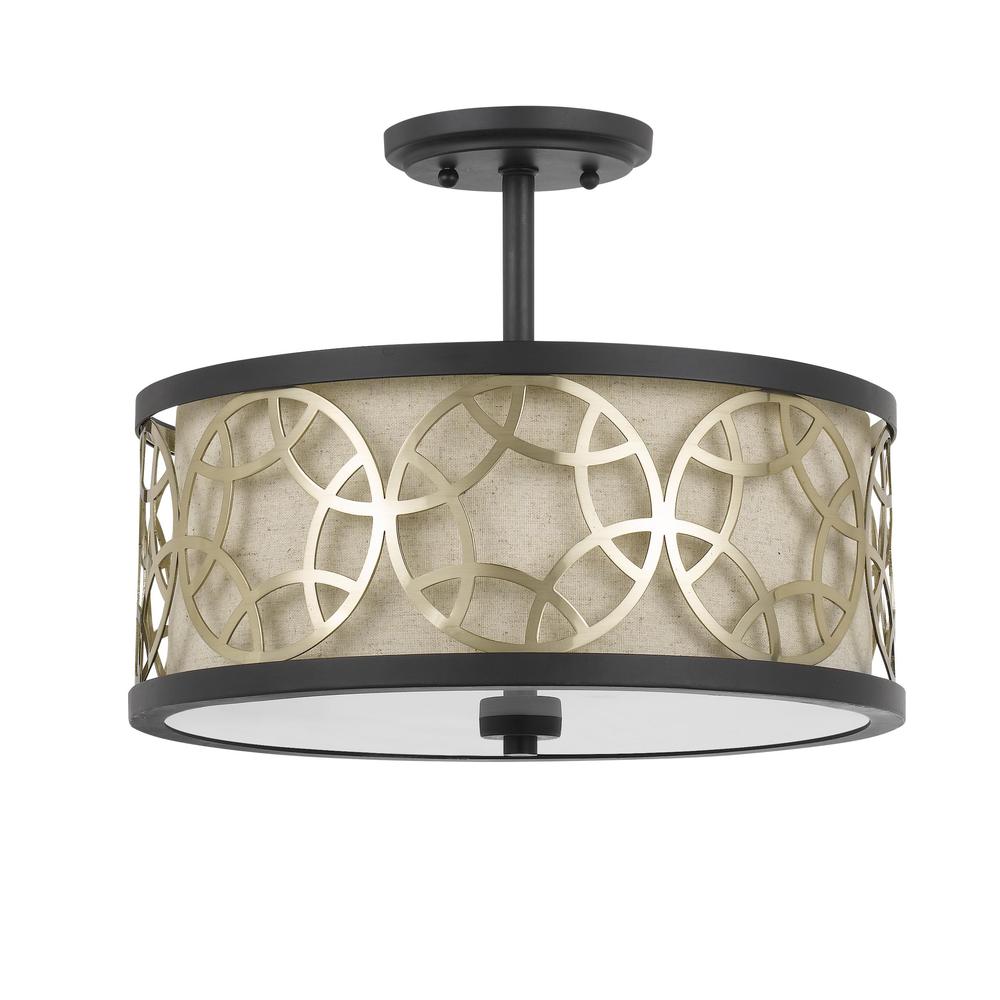 60W X 2 Carmel 2 Light Metal 2 In 1 Semi-Flush / Pendant Chandelier. Picture 2