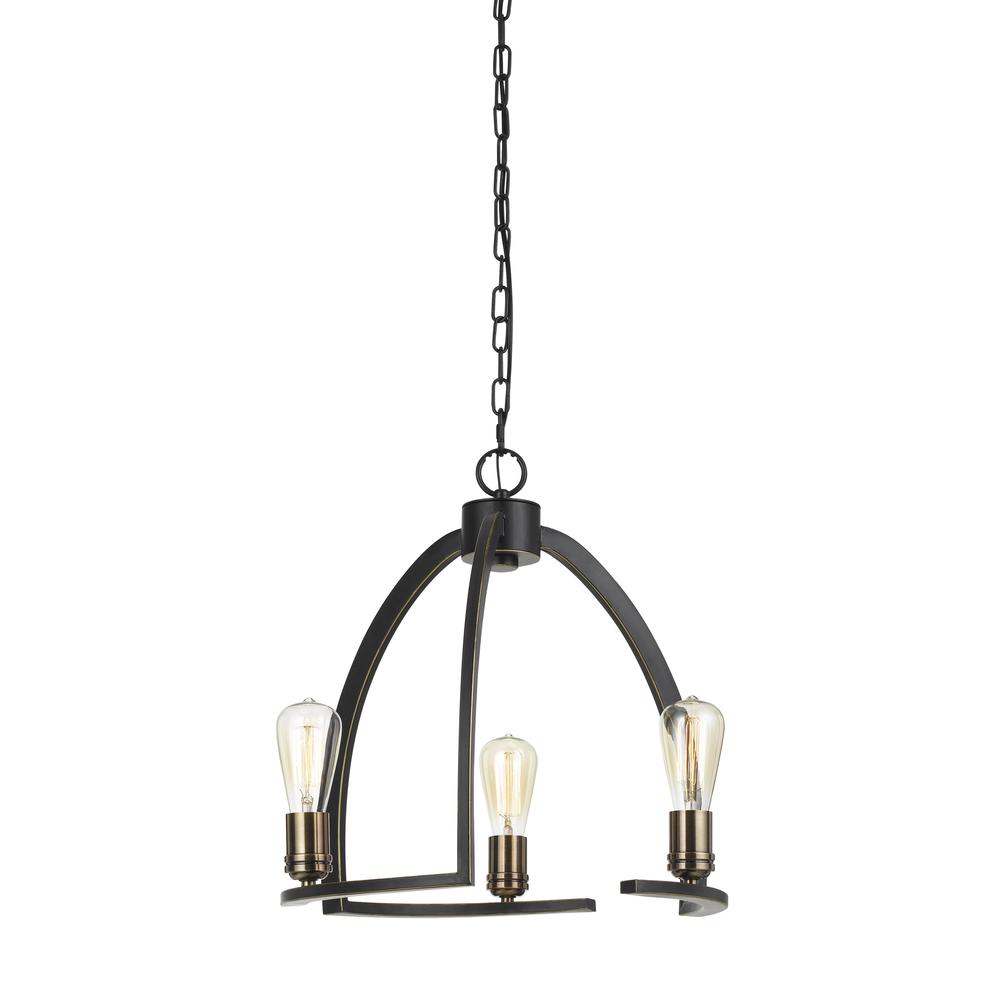 60W X 3 Kinder Metal 3 Light Chandelier (Edison Bulbs Not Included). Picture 1