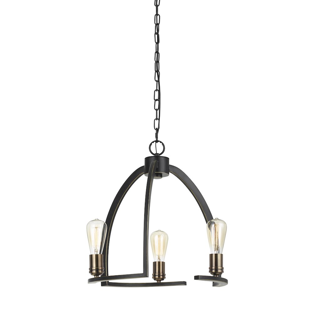 60W X 3 Kinder Metal 3 Light Chandelier (Edison Bulbs Not Included). Picture 1