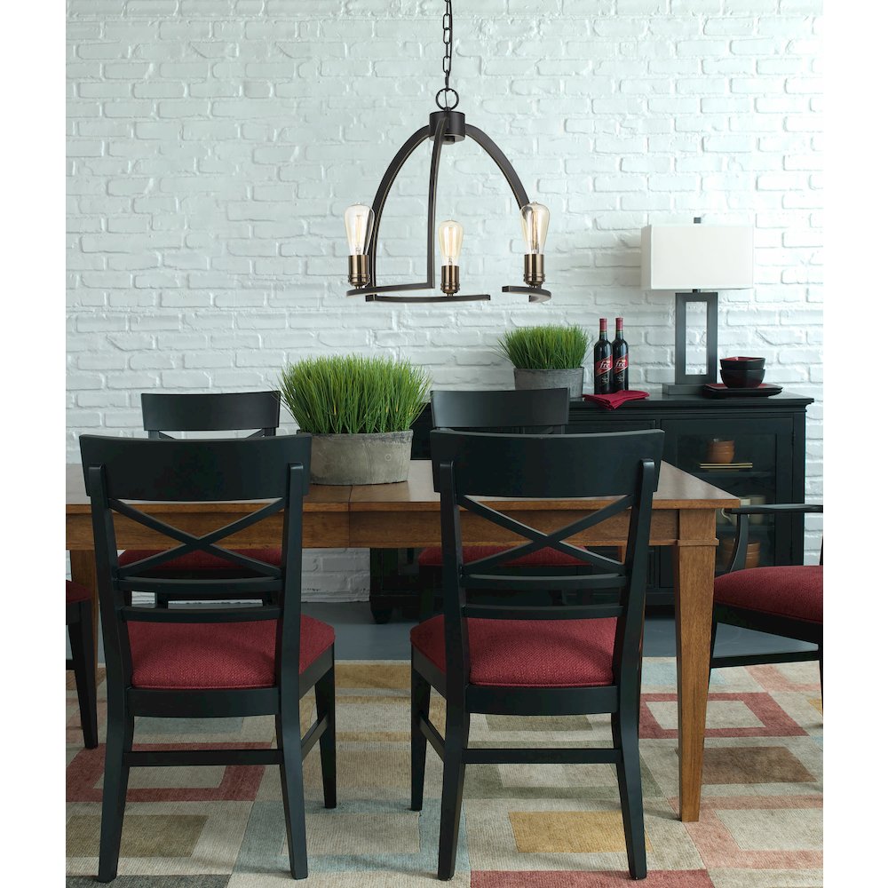 60W X 3 Kinder Metal 3 Light Chandelier (Edison Bulbs Not Included). Picture 2