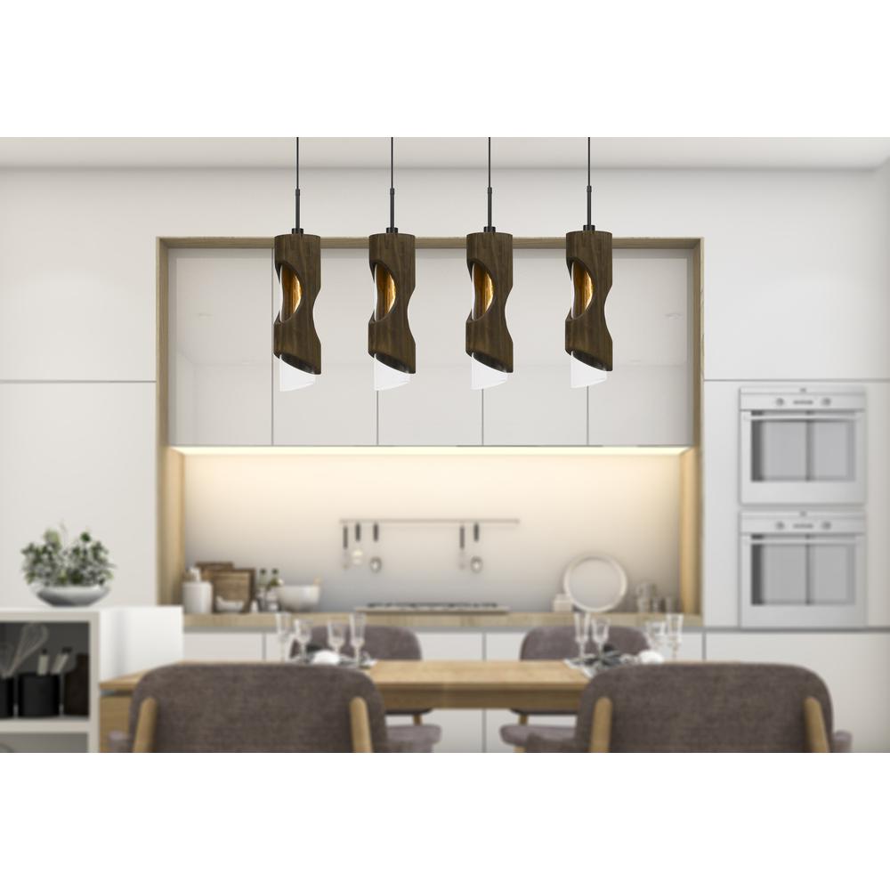 60W X 4 Zamora 4 Light Wood Island Style Fixture (Edison Bulbs Not Included). Picture 2