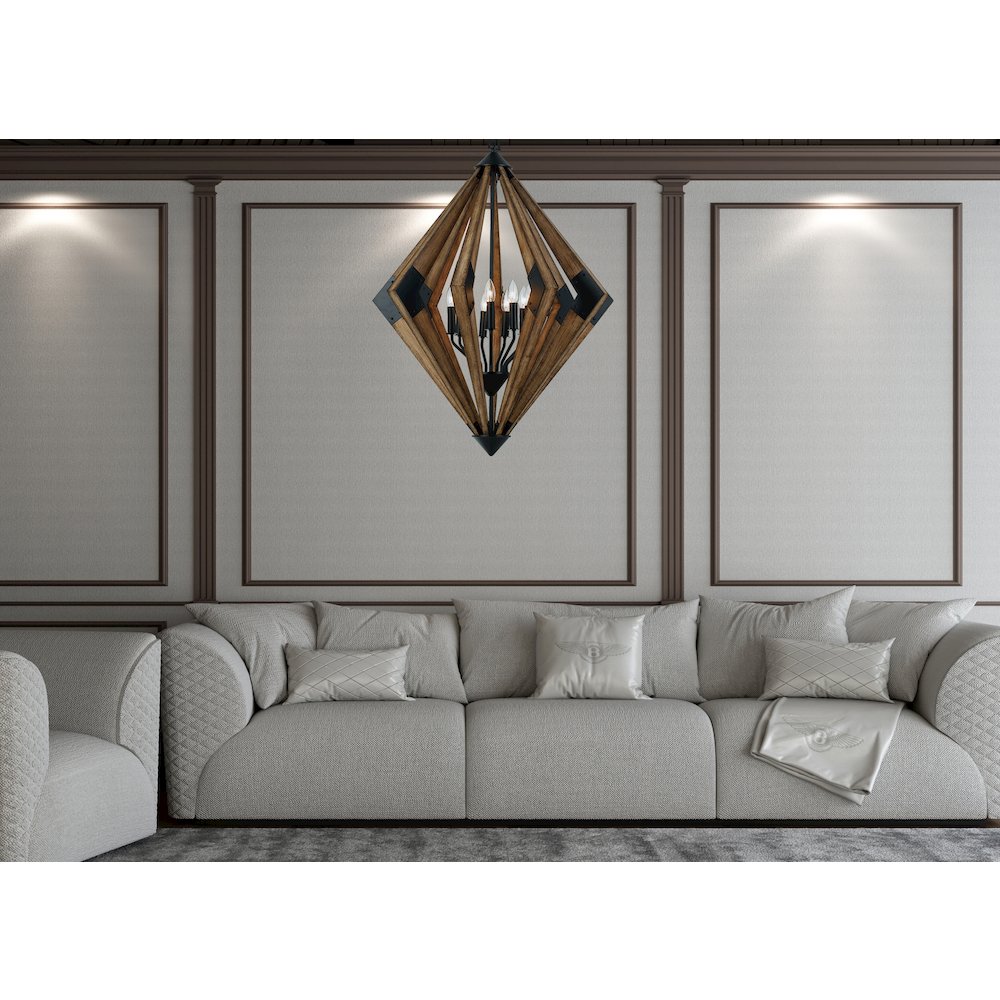 60W X 9 Arezzo Wood Chandelier. Picture 3