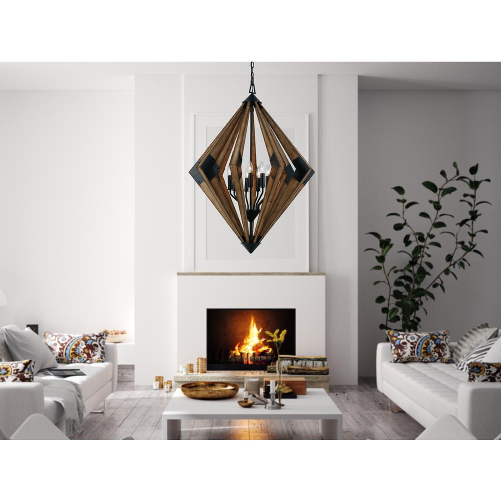 60W X 9 Arezzo Wood Chandelier. Picture 2