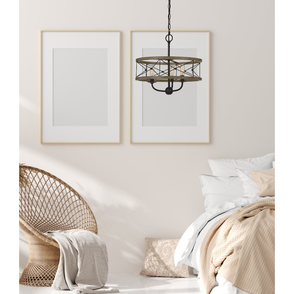 40W X 3 Modica Metal Pendant Fixture (Edison Bulbs Not Included). Picture 3