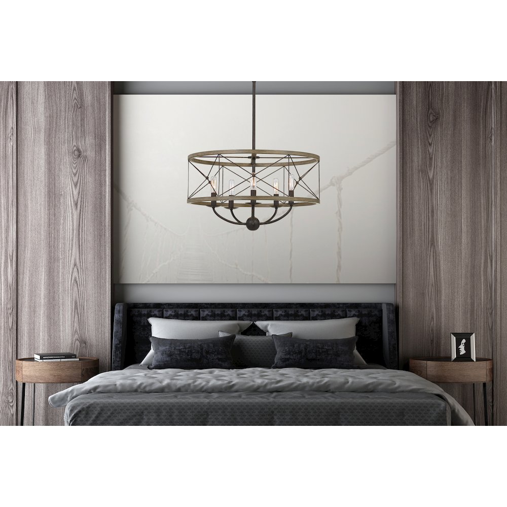 40W X 5 Modica Metal Pendant Fixture (Edison Bulbs Not Included). Picture 4