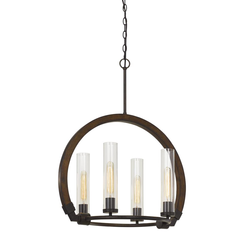 60W X 4 Sulmona Wood/Metal Chandelier. Picture 1