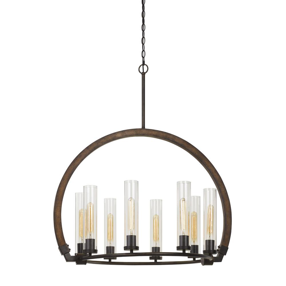 60W X 8 Sulmona Wood/Metal Chandelier. Picture 1