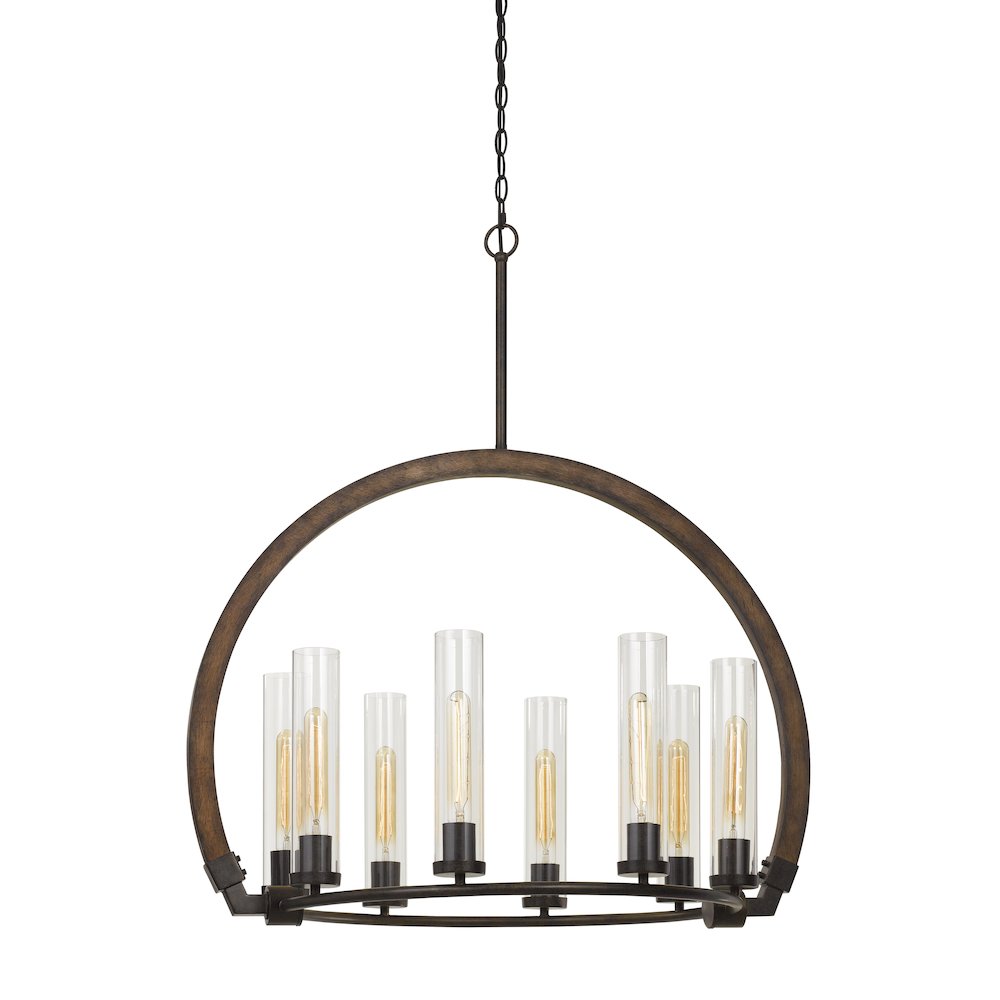 60W X 8 Sulmona Wood/Metal Chandelier. Picture 1