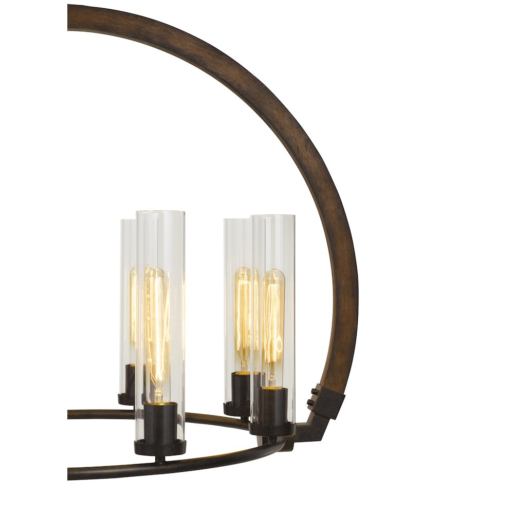 60W X 8 Sulmona Wood/Metal Chandelier. Picture 2