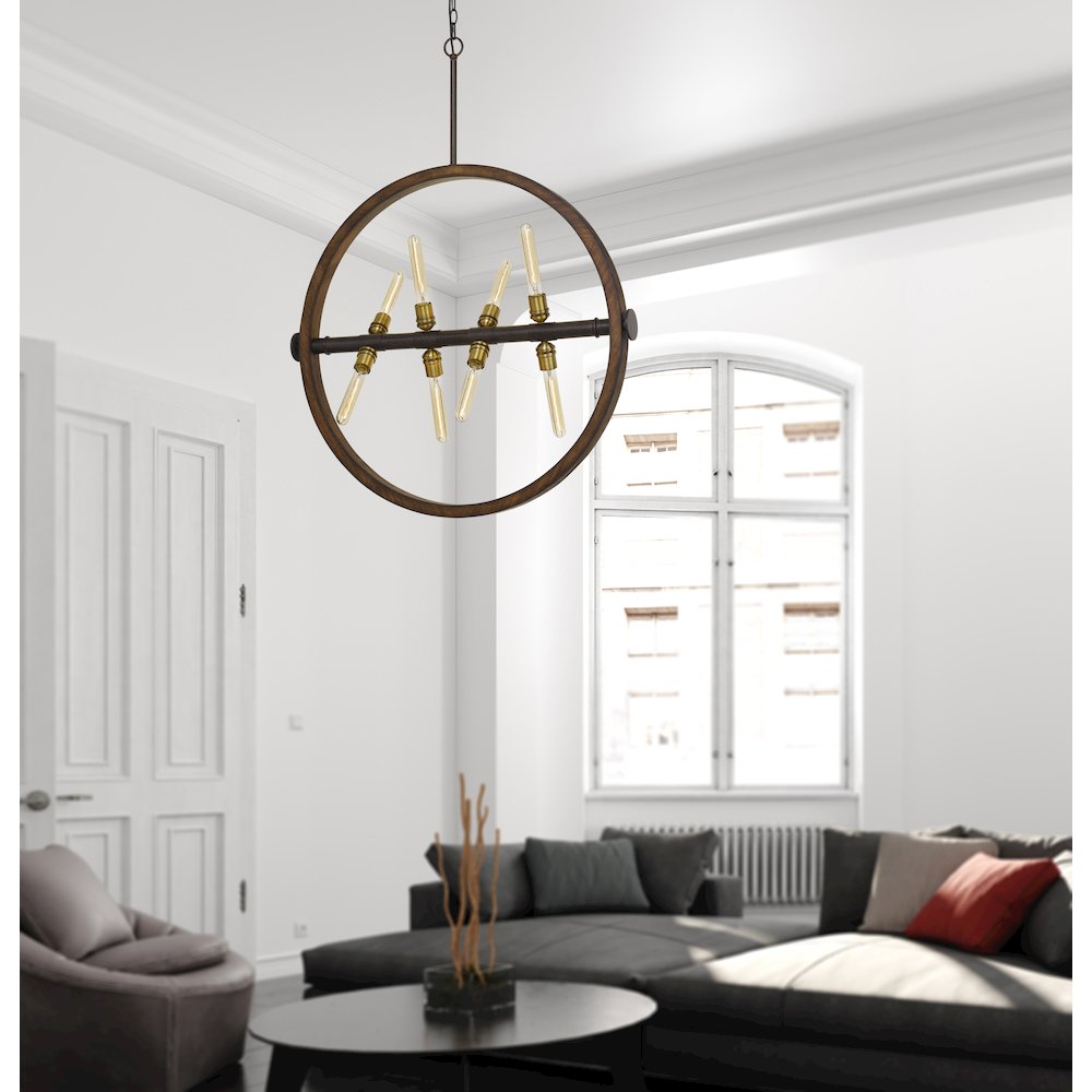 60W X 8 Teramo Wood/Metal Chandelier. Picture 2