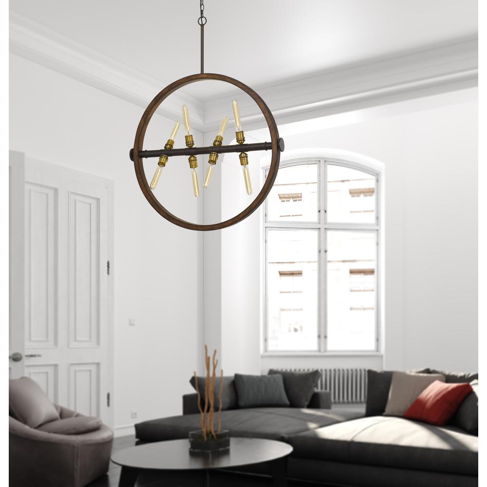 60W X 8 Teramo Wood/Metal Chandelier. Picture 2