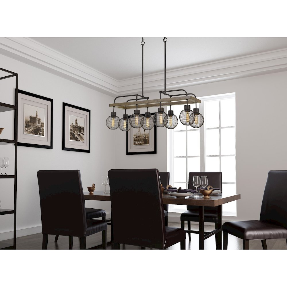 60W X 8 Forio Metal Chandelier With Mesh Round Shade (Edison Bulbs Not Included). Picture 3