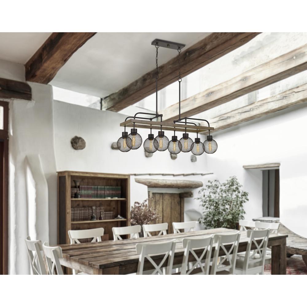60W X 8 Forio Metal Chandelier With Mesh Round Shade (Edison Bulbs Not Included). Picture 2