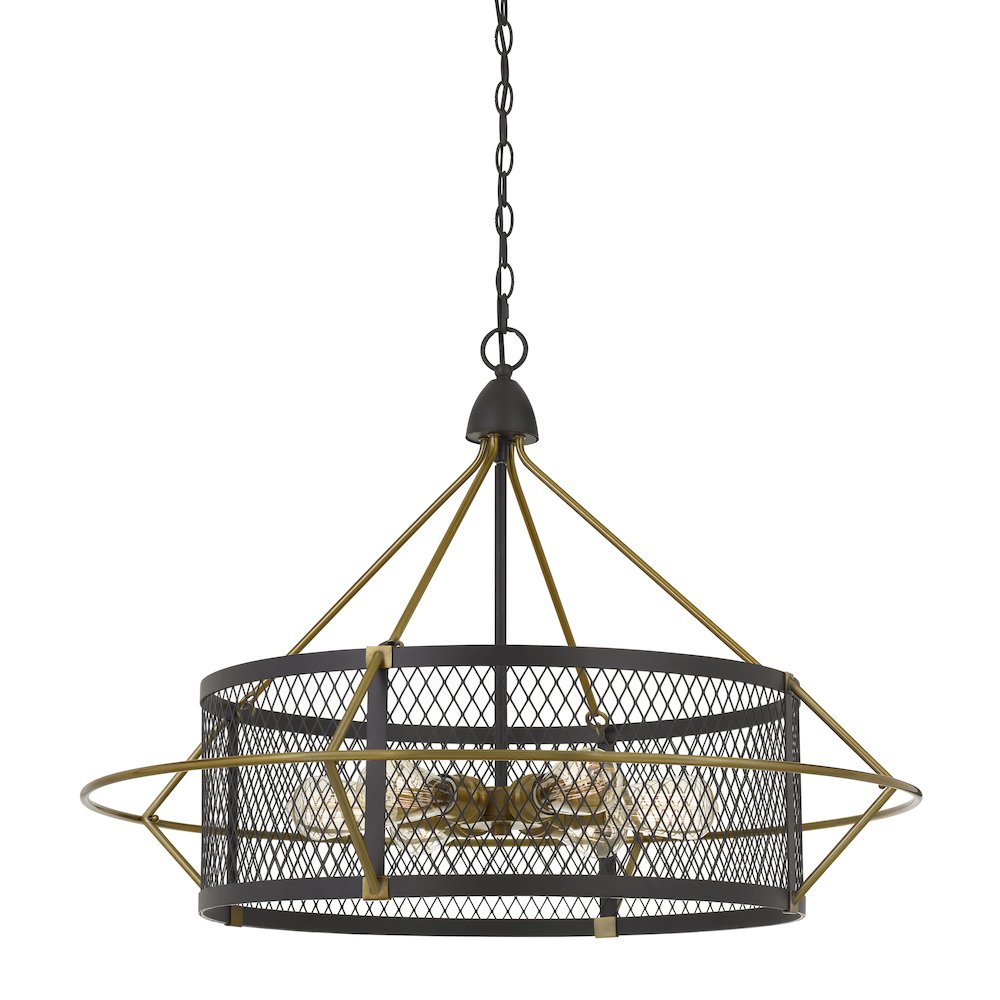 60W X 6 Caserta Metal Chandelier With Mesh Shade (Edison Bulbs Not Included). Picture 1