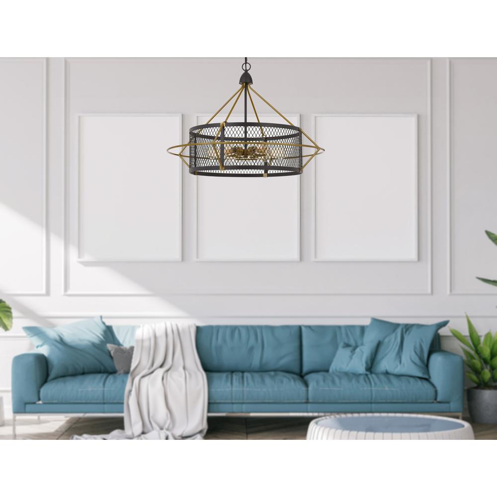 60W X 6 Caserta Metal Chandelier With Mesh Shade (Edison Bulbs Not Included). Picture 2