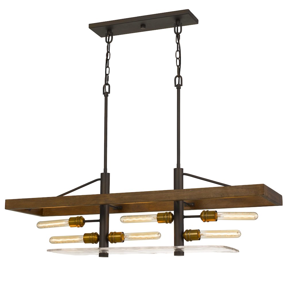 Craiova 60W X 6 Pine Wood Island Chandelier. Picture 1