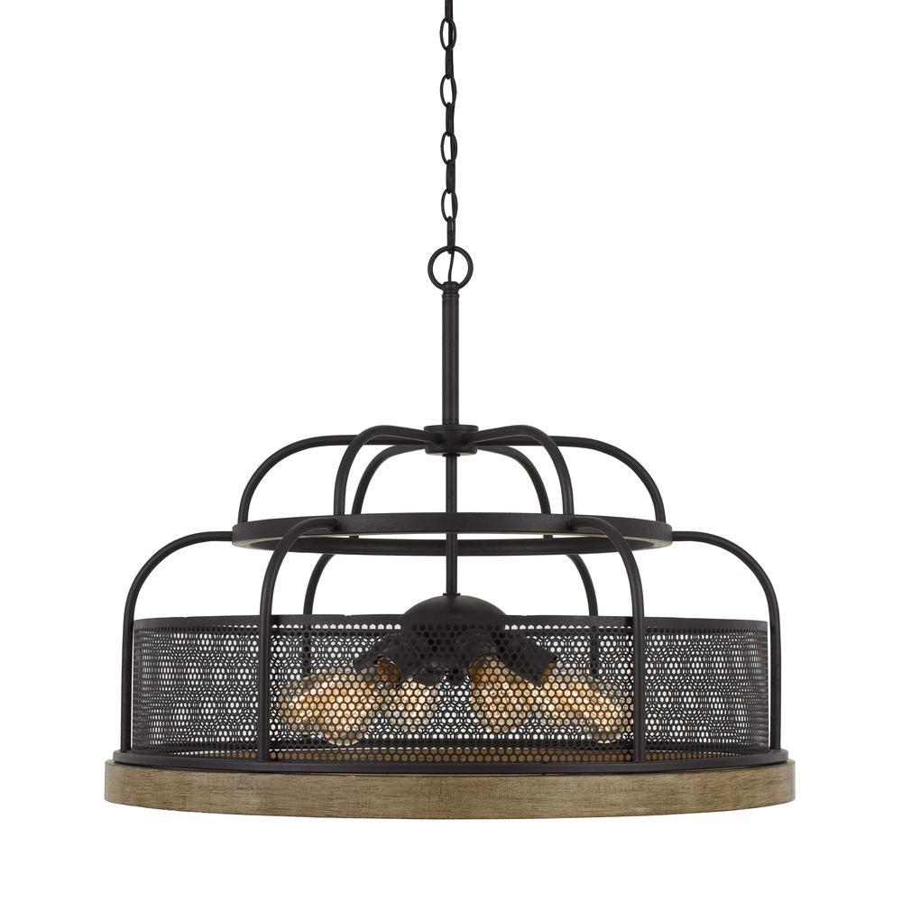 Akaki 60W X 6 Metal/Pine Wood Chandelier  (Edison Bulbs Not Included). Picture 1