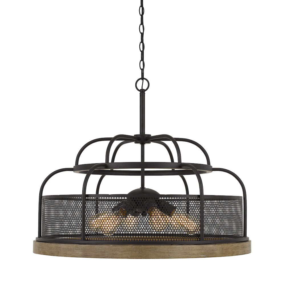 Akaki 60W X 6 Metal/Pine Wood Chandelier  (Edison Bulbs Not Included). Picture 1